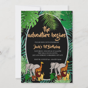 Invitation Jungle 1er Anniversaire L'aventure commence Safari