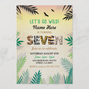 Invitation Jungle 7e anniversaire Safari ZOO Wild