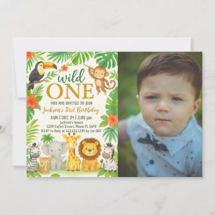Invitation Jungle Animal 1er fête d'anniversaire