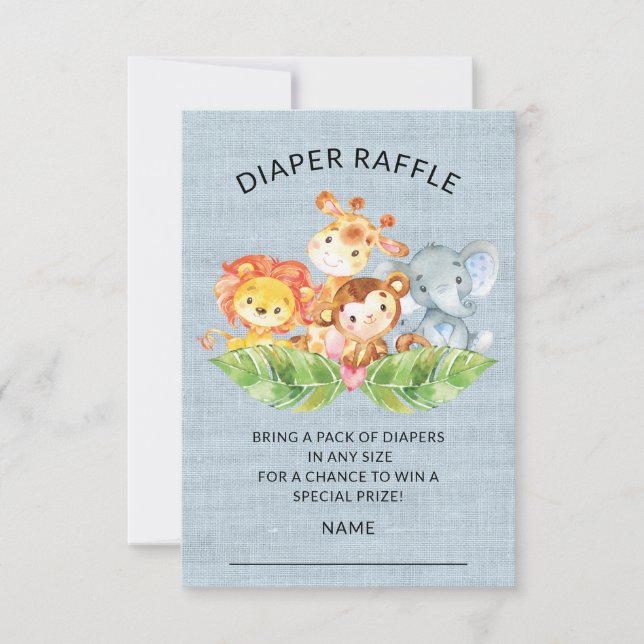 Invitation Jungle Animaux Baby shower Déchets Raffle Ticket (Devant)