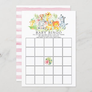 Invitation Jungle Animaux BINGO Baby shower Jeu
