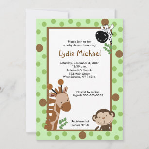 Invitation JUNGLE AVENTURE Baby shower Safari vert 5x7