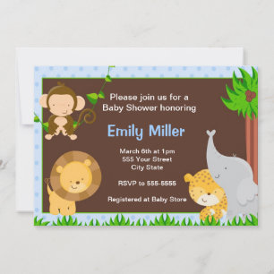Invitation Jungle Baby Boy Show Blue