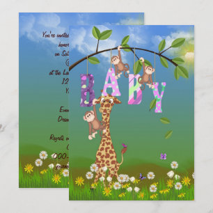 Invitation Jungle Baby Girl Douche