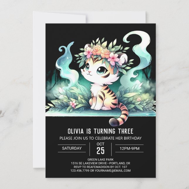 Invitation Jungle Custom Tiger Anniversaire (Devant)
