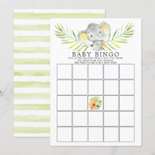 Invitation Jungle Elephant BINGO Baby shower Jeu