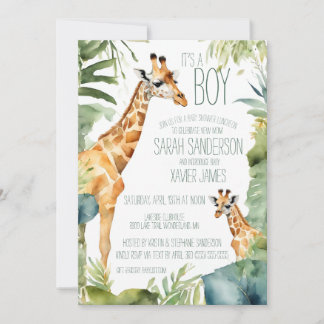 Invitation Jungle Giraffe Rencontrez le Baby shower