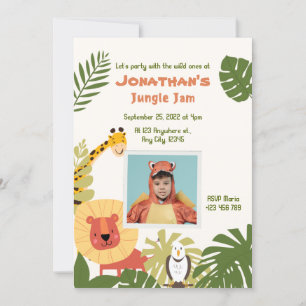 Invitation Jungle Jam fête d'anniversaire