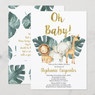 Invitation Jungle Oh Baby Safari Baby shower garçon Invitatio