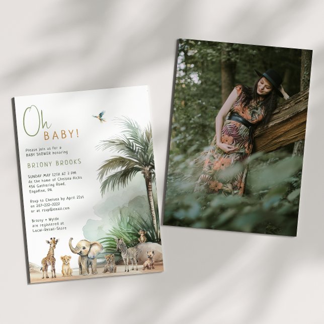 Invitation Jungle Safari Animaux Oh Bébé! Photo baby shower (Créateur téléchargé)