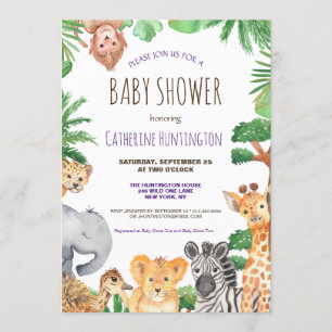 Invitation Jungle Safari Baby shower animal Livres pour bébé