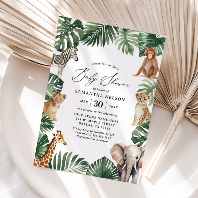 Invitation Jungle Safari Baby shower de verdure (Créateur téléchargé)