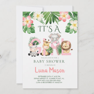 Invitation Jungle Safari C'est Une Fille Baby Shower