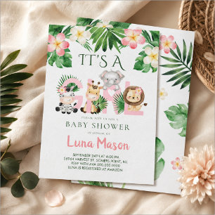 Invitation Jungle Safari C'est Une Fille Baby Shower
