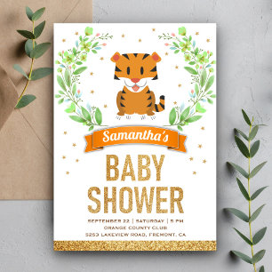 Invitation Jungle Safari Cute Tiger Baby Shower