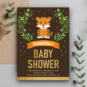 Invitation Jungle Safari Cute Tiger Baby Shower