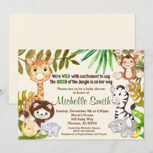 Invitation Jungle Safari fille Reine de la Jungle Baby shower