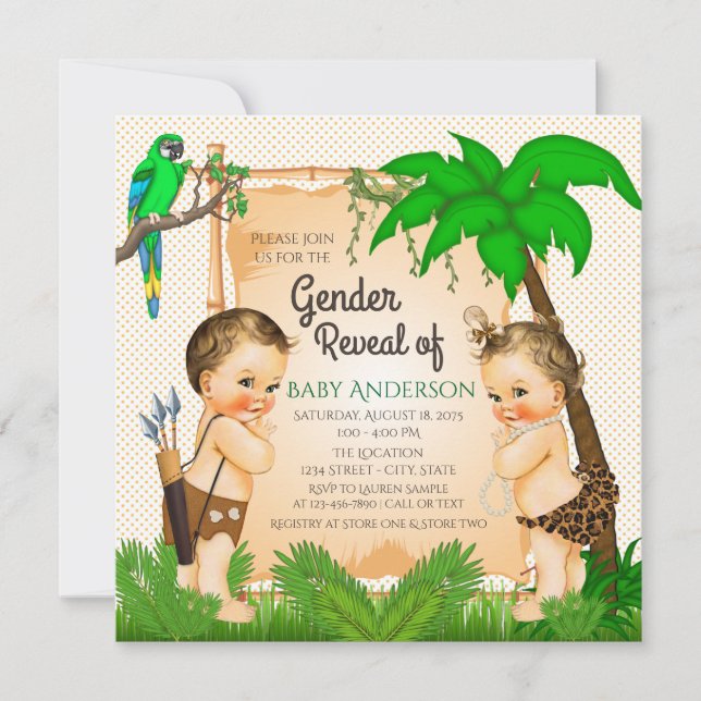 Invitation Jungle Safari Genre Reveillez Baby shower Invitati (Devant)