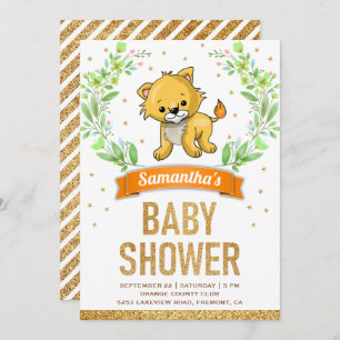 Invitation Jungle Safari mignon Baby shower Lion