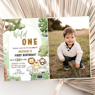 Invitation Jungle Safari Party Animaux Wild Un 1er anniversai