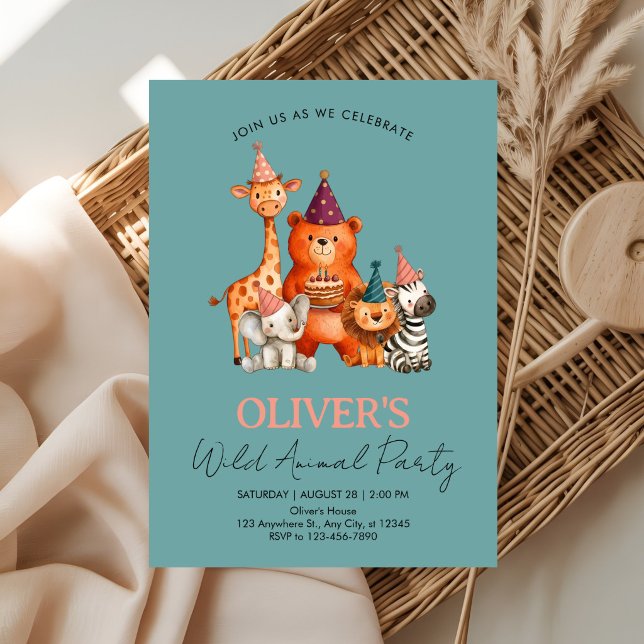 Invitation Jungle Safari Wild Animals Birthday (Créateur téléchargé)