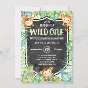 Invitation Jungle Safari Wild One fête d'anniversaire