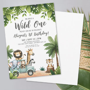 Invitation Jungle Safari Wild One Fête d'anniversaire pour le