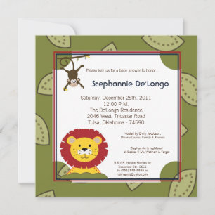 Invitation Jungle Temps Zoo Animaux Lio Baby shower Invitatio