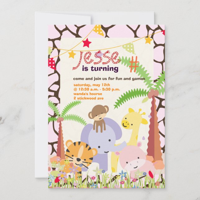 Invitation Jungle Thème/Fête/photo personnalisée (Devant)