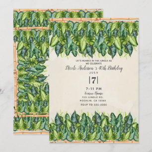 Invitation Jungle tropicale Feuilles & Bamboo Anniversaire bo