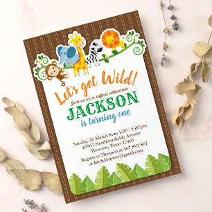 Invitation Jungle Zoo Animal Safari Aventure Anniversaire