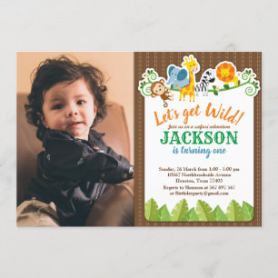 Invitation Jungle Zoo Animal Safari Aventure Anniversaire Pho
