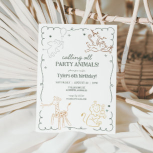 Invitation Jungle Zoo Safari Animaux Anniversaire