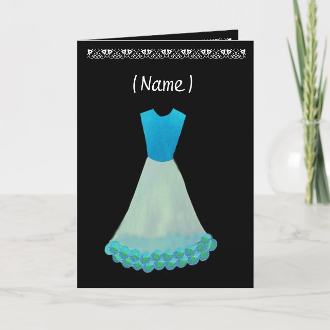 Invitation Junior Bridesmaid Bleu & Blanc Gown Flowered Trier (Devant)