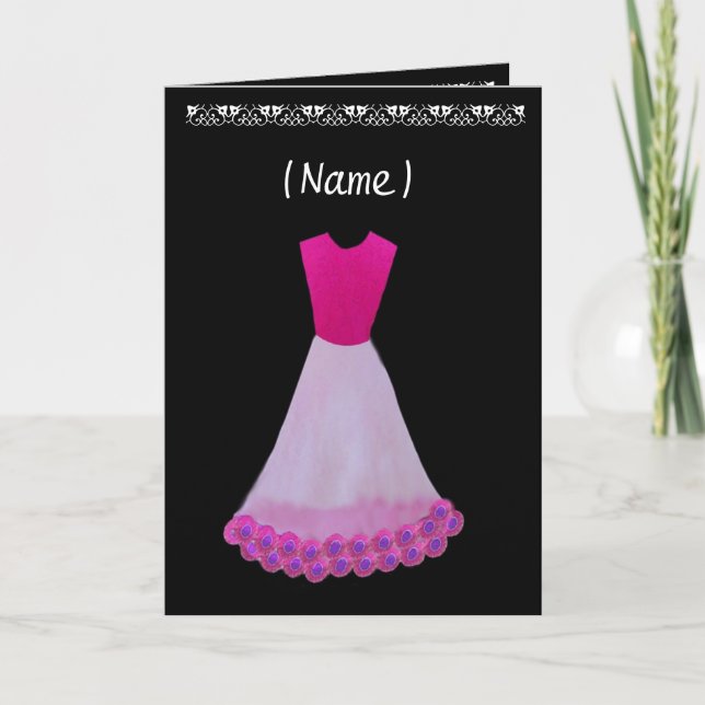 Invitation Junior Bridesmaid Rose & Blanc Gown Flowers Triage (Devant)