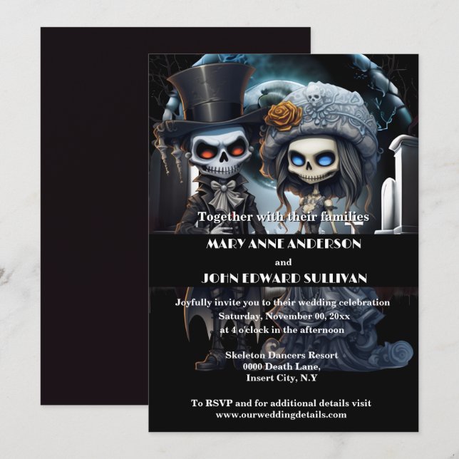 Invitation Jusqu'à ce que la mort nous sépare le marié cadavr (Devant / Derrière)