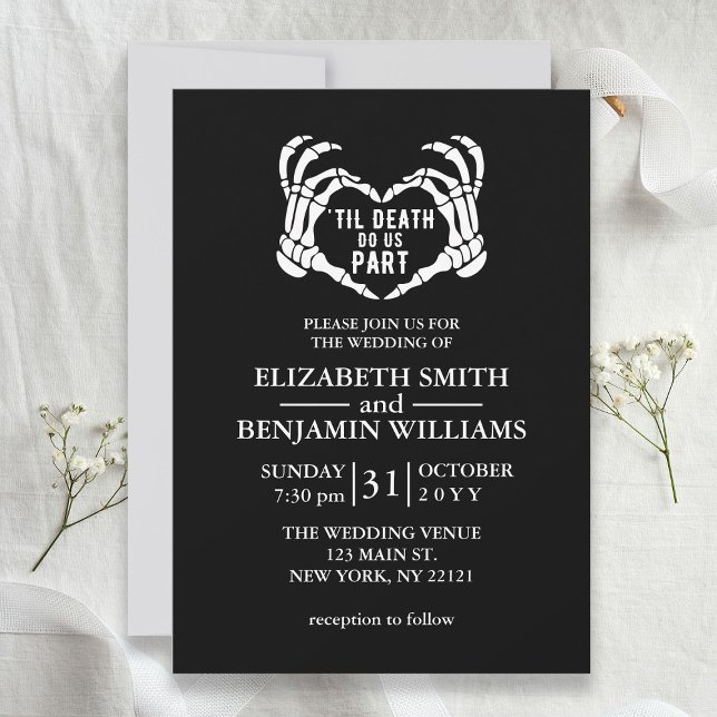 Invitation Jusqu'à ce que la mort nous sépare Noir Mariage d' (Til Death Do Us Part Black Gothic Wedding Invitation
)