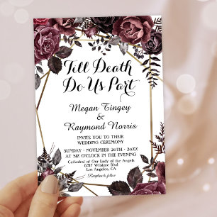 Invitation Jusqu'à la mort Blancs Gothique Fleur foncée Chu