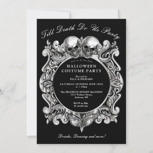 Invitation Jusqu'à la mort crânes gothiques Soirée d'Hallowee