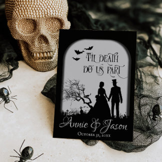 Invitation Jusqu'à la mort Faisons-nous partie Mariage gothiq