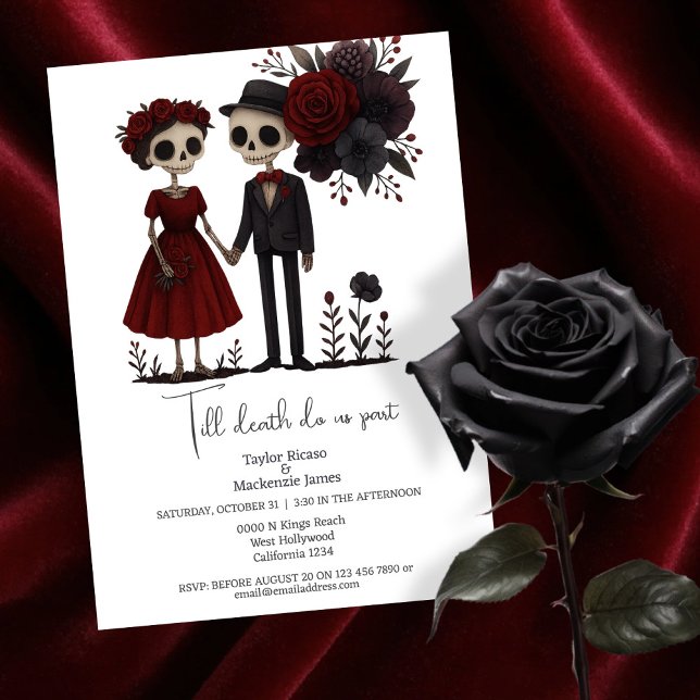 Invitation Jusqu'à la mort, faisons-nous partie Mariée et Gro (Till death do us part Bride and Groom Invitation by Ricaso. Perfect goth/gothic or Halloween wedding)