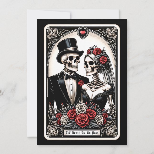 Invitation Jusqu'à la mort Faisons-nous partie Rose Mariage T (Devant)
