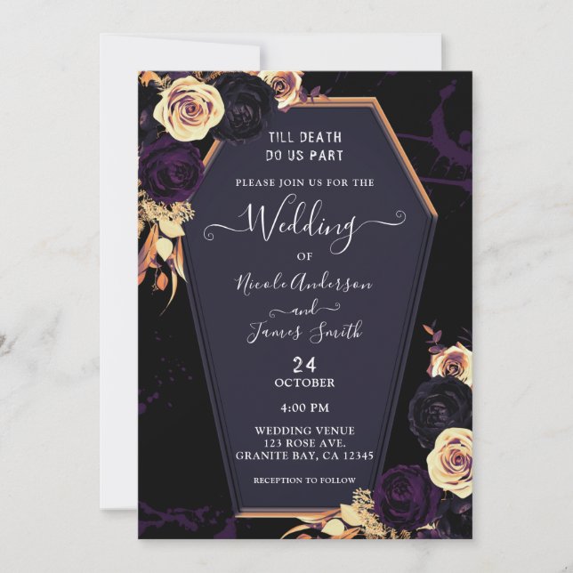 Invitation Jusqu'à la mort Faites-nous Mariage gothique de ca (Devant)