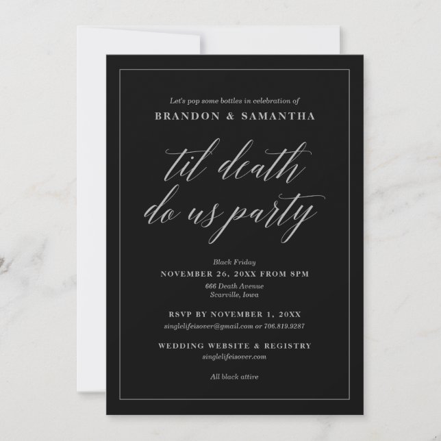 Invitation Jusqu'à la mort Fêtons-nous Fête des mariées d'Hal (Devant)