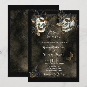 Invitation Jusqu'À La Mort Nous Part Des Crânes Mariage Gothi