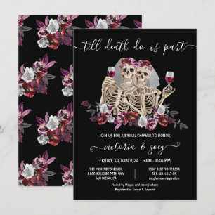 Invitation Jusqu'à la mort nous part Goth Skeleton Brides mar
