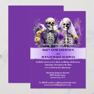Invitation Jusqu'à la mort nous séparons violet jaune rose ma