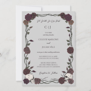 Invitation Jusqu'à la mort Roses gothiques de Bourgogne Gris 