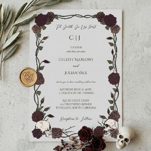 Invitation Jusqu'à la mort Roses gothiques de Bourgogne Gris 