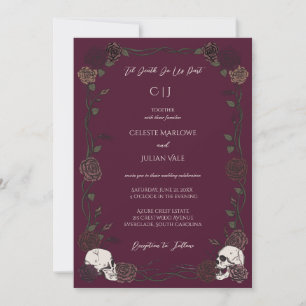 Invitation Jusqu'à la mort Roses gothiques Mariage Bourgogne